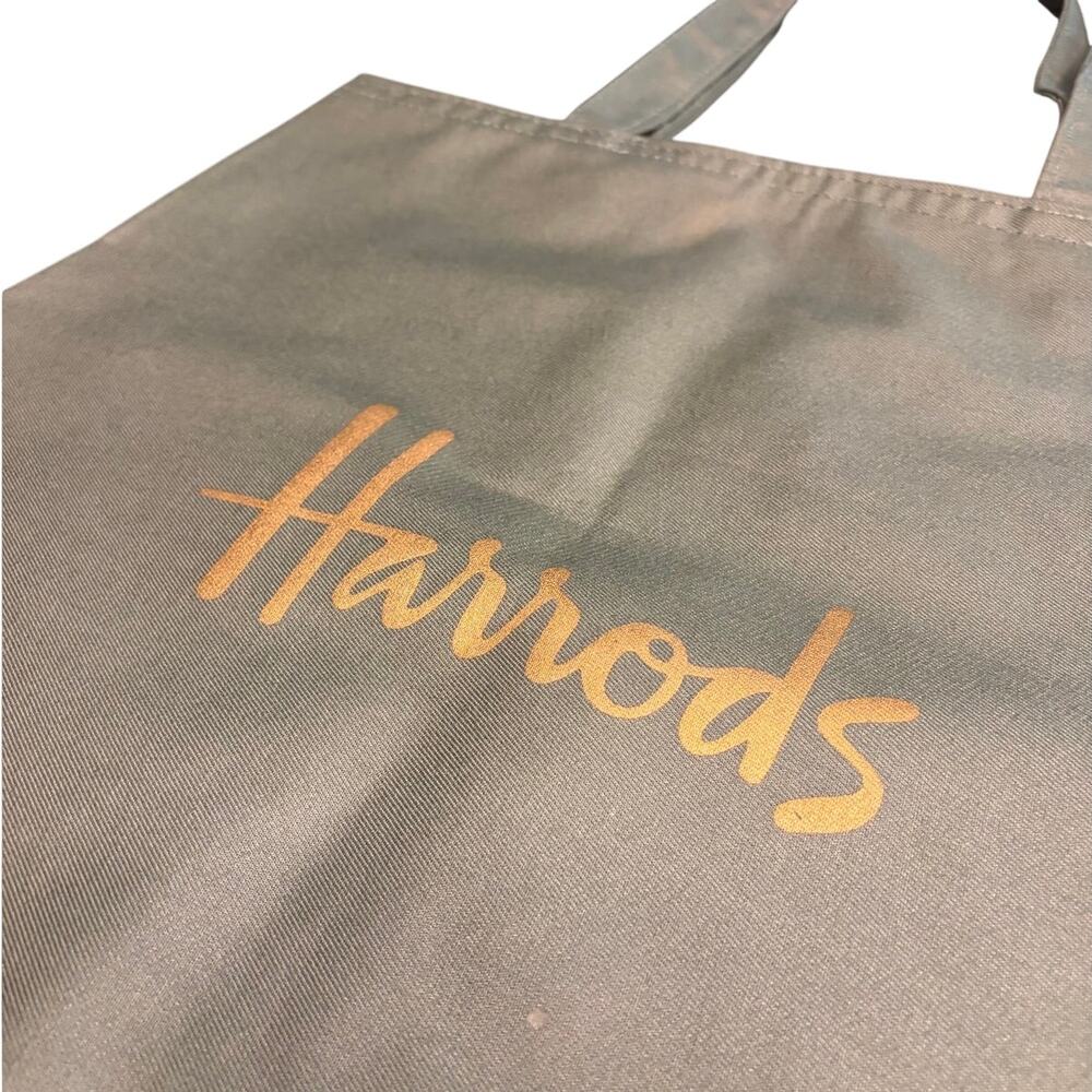Harrods of London Iconic Green Tote Bag with Gold Zipper - Classic Shopper